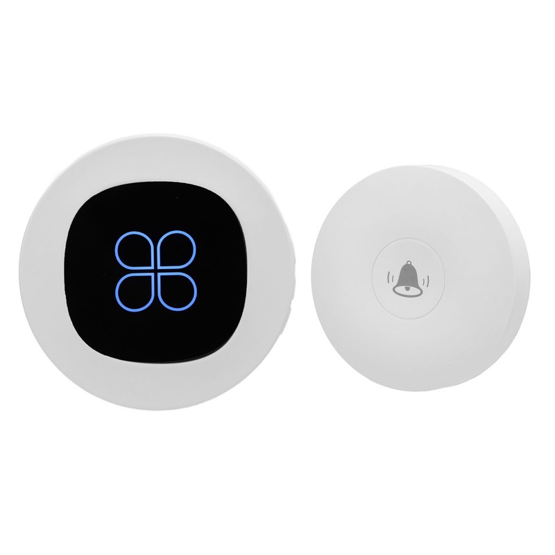 Wireless Doorbell Self Powered 1 Receiver 2 Push Button Battery