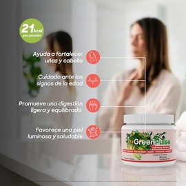 GreenPulse Harmony Greens Jugo Verde en Polvo Sabor Limón Té Verde - Con Probióticos, Colágeno, Ácido Hialurónico, Biotina y Enzimas Digestivas, Sin A