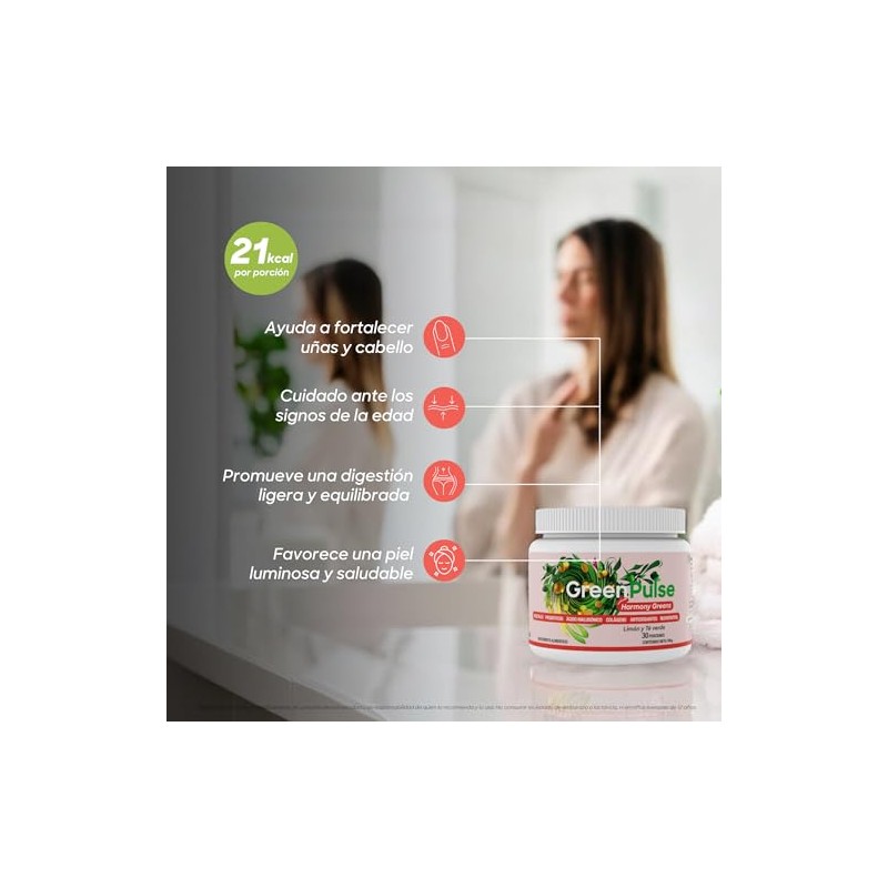 GreenPulse Harmony Greens Jugo Verde en Polvo Sabor Limón Té