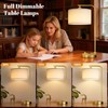 Gold Bedside Lamps Set of 2, Fully Dimmable Lamps for