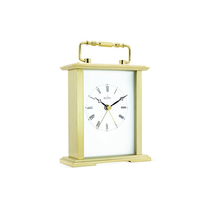 Acctim Gainsborough Mantel Clock Quartz Polished Metal Carriage Clock Energy