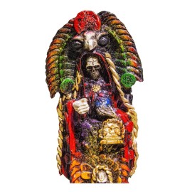 Imagen De Resina Santa Muerte Azteca Pie De Cráneo