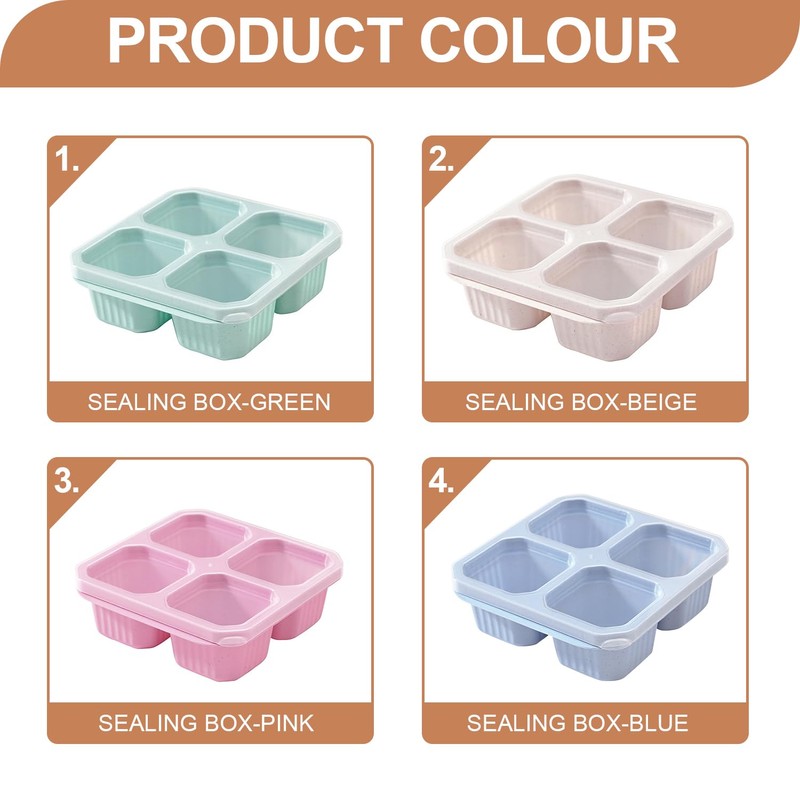 BLLREMIPSUR 4 Pack Snack Boxes with Lids, 4 Compartments Bento