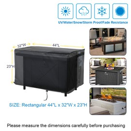 Sakeye Rectangular Fire Pit Cover 44 x 32 Inch, Gas Fire Pit Table Covers 40-44 Inch Patio Firepit Cover Waterproof Outdoor Cover for Patio Table Furniture Gas Firepit 44"L x 32"W x 23"H
