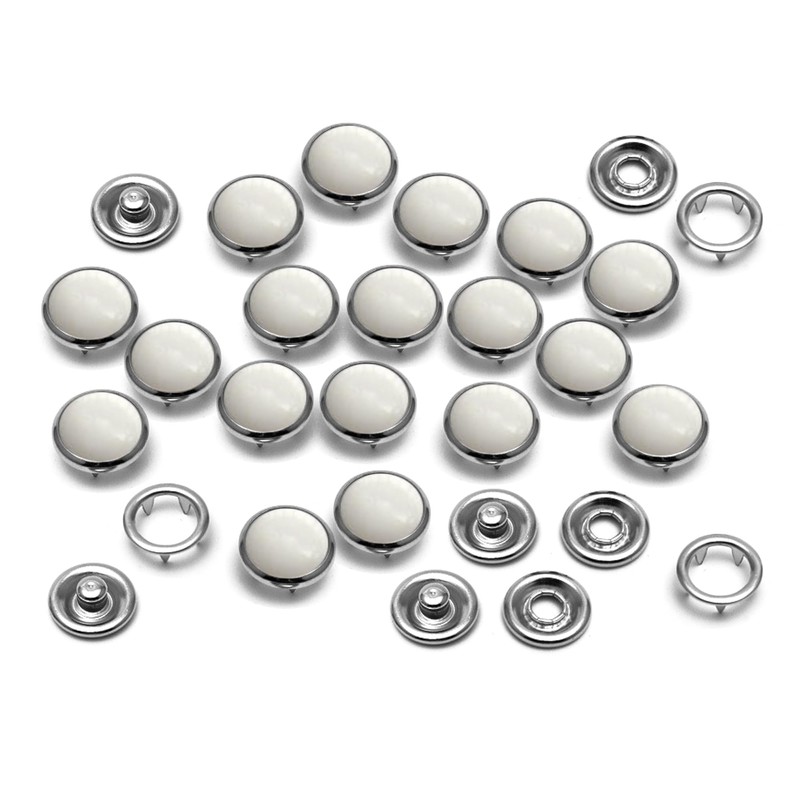 CRAFTMEMORE 20SETS 10MM White Pearl Snaps Fasteners Pearl-Like Button for