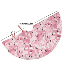 SDSQ HOME Pink Flamingo Traditional Christmas Tree Skirt 35.5 Inch - Holiday Party Decoration