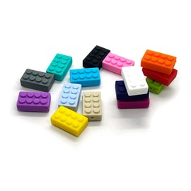 15PCS Building Blocks Silicone Beads, Colorful Blocks Silicone Focal Beads, Creative Silicone Beads for Keychain Making, Funny Loose Beads Bulk for Pens DIY Handmade Crafts Necklace Bracelet Lanyard