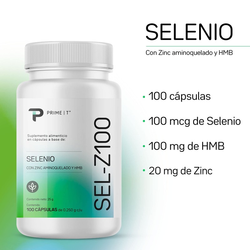 Selenio 100 mcg SEL-Z100 100 cápsulas Primetech
