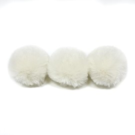 Pack of 20 4 cm Pompoms Faux Fur Rabbit Fur Pompoms, Faux Fur Pom Pom Ball Plush Balls for DIY Crafts Hats Pendant Decoration Women Girls Bag Pendant Key Chain, Cream