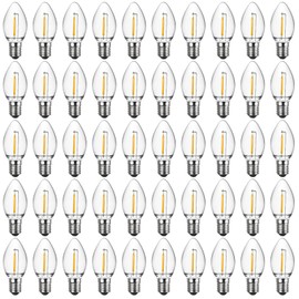 Meconard Meconard C7 Led Replacement Christmas Light Bulbs, C7 Shatterproof Led Bulbs for Christmas Outdoor String Lights, E12 Candelabra Base, Commercial Grade Holiday Bulbs, Warm White, 50 Pack