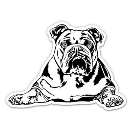 Bulldog Black and White Stickers - 2 Pack - Waterproof Vinyl for Car, Phone, Water Bottle, Laptop - Bulldog Dog Decals (2-Pack)
