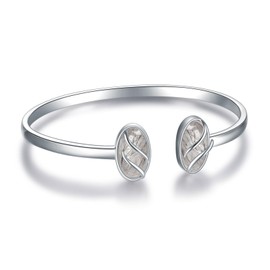 HPQQ Black Rutilated Quartz Cuff Bracelets for Women 925 Sterling Silver Rutilated Quartz Bangle Bracelet Open Cuff Jewelry Anniversary Birthday Valentines Day Mothers Day Gifts for Women Her Mom