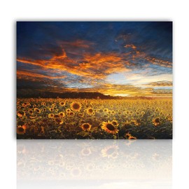JKWQFBOYAN Sunflower Wall Decor, Country Sunflower Canvas Pictures Wall Art, Abstract Field Landscape Sunset Oil Painting Home Decoration for Living Room Bedroom Kitchen Office Bathroom 12x16inch Unframed