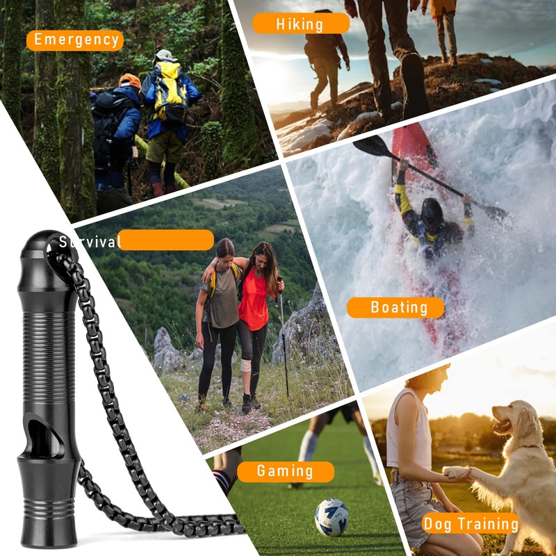 TISUR Titanium Emergency Whistle,EDC Safety Whistles Necklace Loud up to