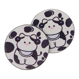 Zerodeko 2pcs Cow Print Car Cup Coasters Non Slip Imitation Mats Fit for Cup Holders Stylish Car Interior Accessories for Women Aesthetic Decor