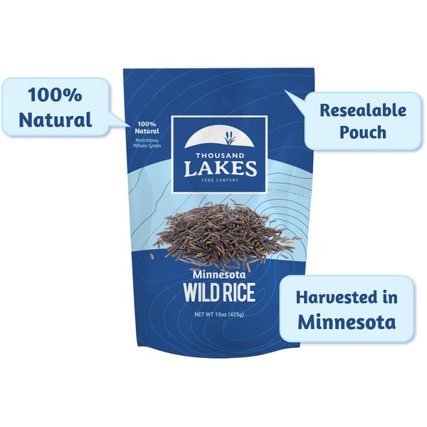 Thousand Lakes Minnesota Grown Wild Rice - 4-pack 15 ounces (3.75 pounds total) | 100% Wild Rice | All Natural