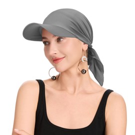 ZLYC Women's Summer Chemo Headwear Brim Visor Hat Beanie Hat, Plain Grey, Unit size