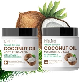 Coconut Oil Cream, Crema Corporal Coco, Crema de Coco, aceite de coco para el cabello, Crema Humectante de Aceite de Coco Extra Virgen,Delicado Aroma 