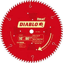 Diablo by Freud D1080X 10'' 80-Tooth ATB Saw Blade w/5/8'' Arbor&PermaShield Coating (Single Pack)