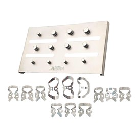 ARTMAN Instruments Rubber Dam Clamps Set of 12 with Autoclavable Organizer Stand Rack – Dental Isolation Tools for Professional Use