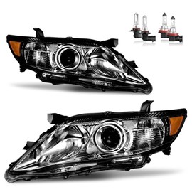 Vizotae Headlights Assembly for 2010 2011 Toyota Camry 4-Door Sedan Halogen Headlamp Replacement, High/Low Beam W/Bulbs, Driver & Passenger Side (Only fits US Version, NOT fit hybrid models)