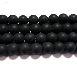 Frosted Glass Beads Black Balls 12 mm Matt Strange Iced Pearl R58