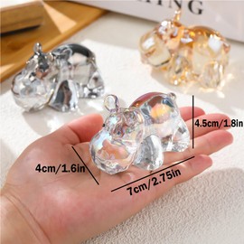 Arikyrist Crystal Clear Hippopotamus 2.8 in Figurines Gifts for Women, Glass Hippo Collectible for Animal Lovers on Birthday Christmas, Paperweight Decorative Centerpiece for Home