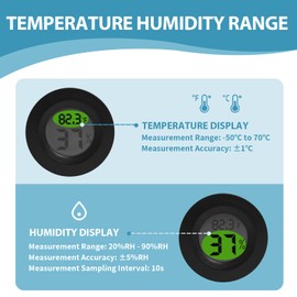 2 Pack Mini LCD Digital Hygrometer Thermometer Compact Humidity Thermometer Sensor with °C/°F Switch Indoor Humidity Temperature Monitor for Greenhouses, Reptiles, Rooms, Vivarium