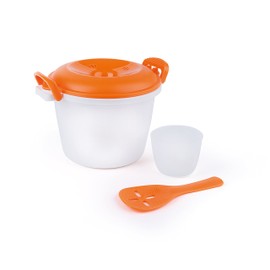 Excelsa Quick Cook Reiskocher Mikrowelle, Polypropylen, Weiß mit Details Orange