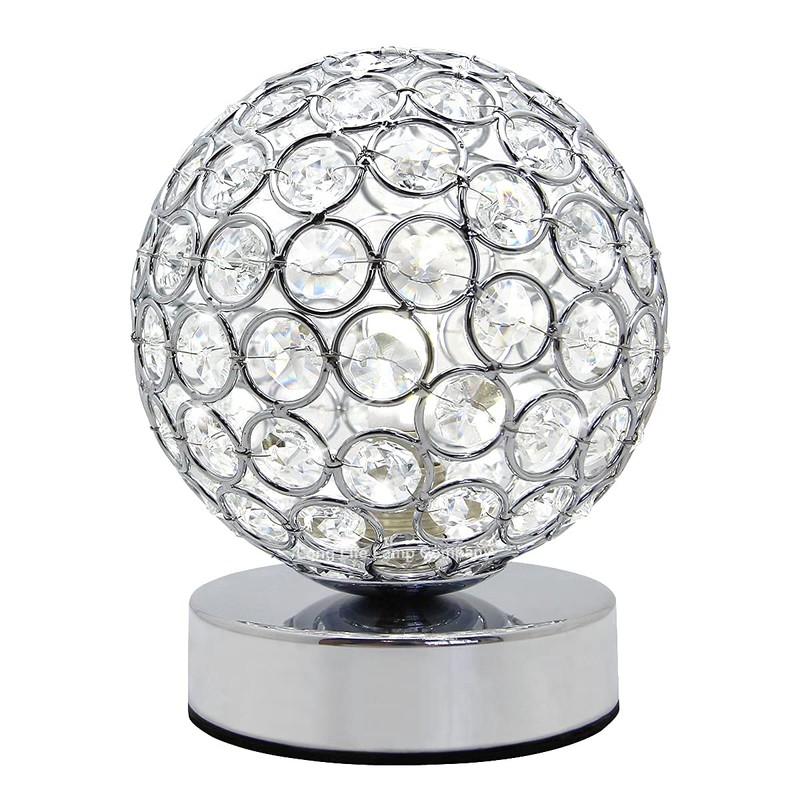 Crystal Globe Desk Lamp Chrome Ball Bedside and Table Lamp