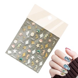 Stickers for Nails - Decorative Sea Nail Decal - Embossed Manicure Decal for Mothers Women, Sea Creature Fingernail Designs
