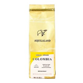 Aquilaland Single Origin Colombia Huila Supremo, 100% Arabica, Medium Roast, 8.8 Ounce Bag (Ground Coffee)