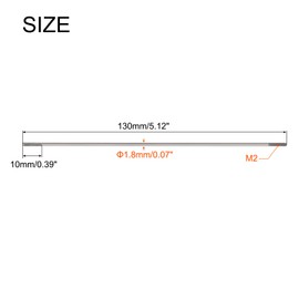 sourcing map 8pcs Push Rod Connector Double End Threaded Rod 304 Stainless Steel for DIY RC Car,Boat,Car,Airplane,Helicopter Model&DIY Material,M2x130mm