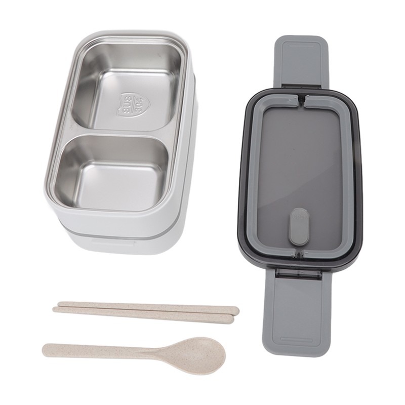 Bento Box 304 Stainless Steel Microwaveable with Chopsticks and Spoon