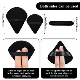 12 esponjas de maquillaje triangulares, para polvo suelto, suave, maquillaje, maquillaje, esponjas, polvo mineral, herramienta de maquillaje en seco y húmedo (negro, grande, pequeño)