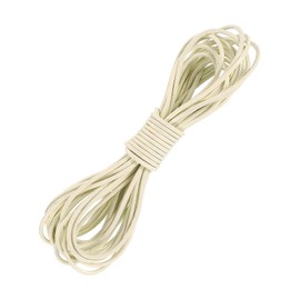 sourcing map Round Leather Cord, 5.5 Yard 2 Mm Leather String Strips Lacing for DIY Crafts Making Bracelet Purse Strap, Beige