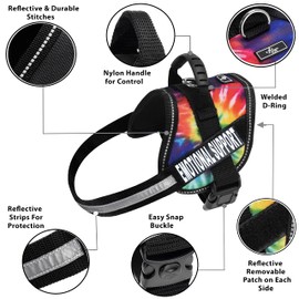 Doggie Stylz Emotional Support Vest 2 Hook and Loop Removable Reflective Patches, Straps and Handle – Harness Comes in Sizes XXS to XXL and 4 Colors (Girth 12-16", Tie Dye)