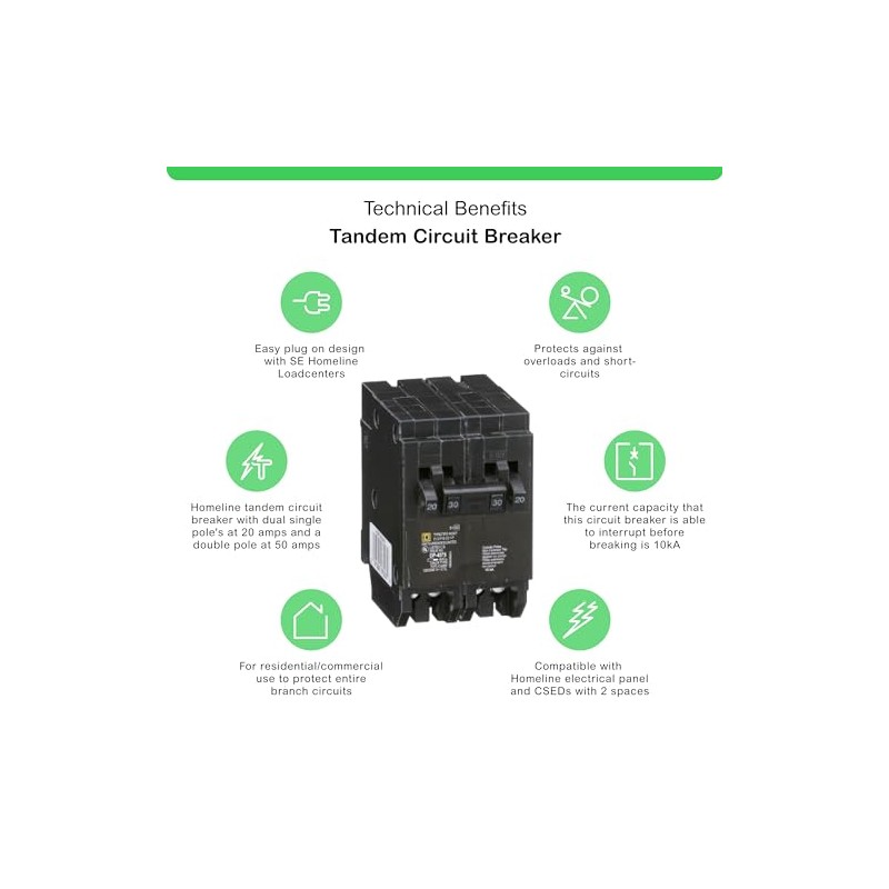 Square D - HOMT2020250CP Circuit Breaker, Black
