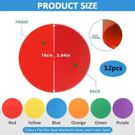 12 Pcs Football Logo Discs,4inch Non-Slip Spot Marker,Rubber Agility Markers,Rubber Circles Multiple Color Sports Markers,Flat Markers for Sports Drills, Agility Training, and Classroom Use