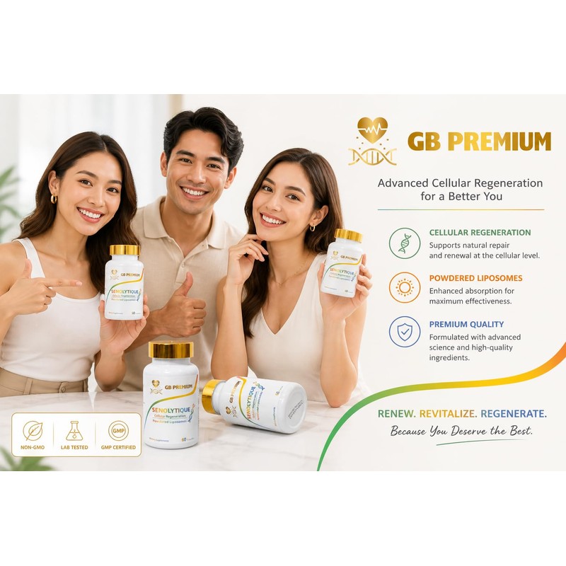 GB Premium Senolytique Supplement, Quercetin, Fisetin and Spermidine,Powdered Liposomes, 60