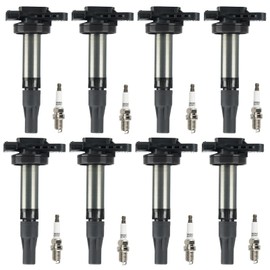 Ignition Coil Pack + Iridium Spark Plugs for 03-08 Jaguar S-TYPE, 05-09 Super V8, 04-09 Vanden Plas, XF XJ8 XJR XK XK8 XKR LR3, for Land Rover LR3, Range Rover Sport, 4.2L 4.4L V8, UF519 8 Sets