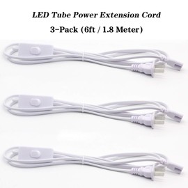 6ft T5 T8 LED Tube Power Extension Cord with On/Off Switch - US Plug for Integrated Led Tube - Pack of 3