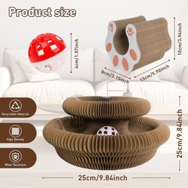 Vsgaalge 2PCS Cat Accordion Magic Organ Cat Scratching Board Interactive Scratch Cardboard Cat Toy with Bell Ball Kitty Kurlz Exercise for Indoor Cats Toy