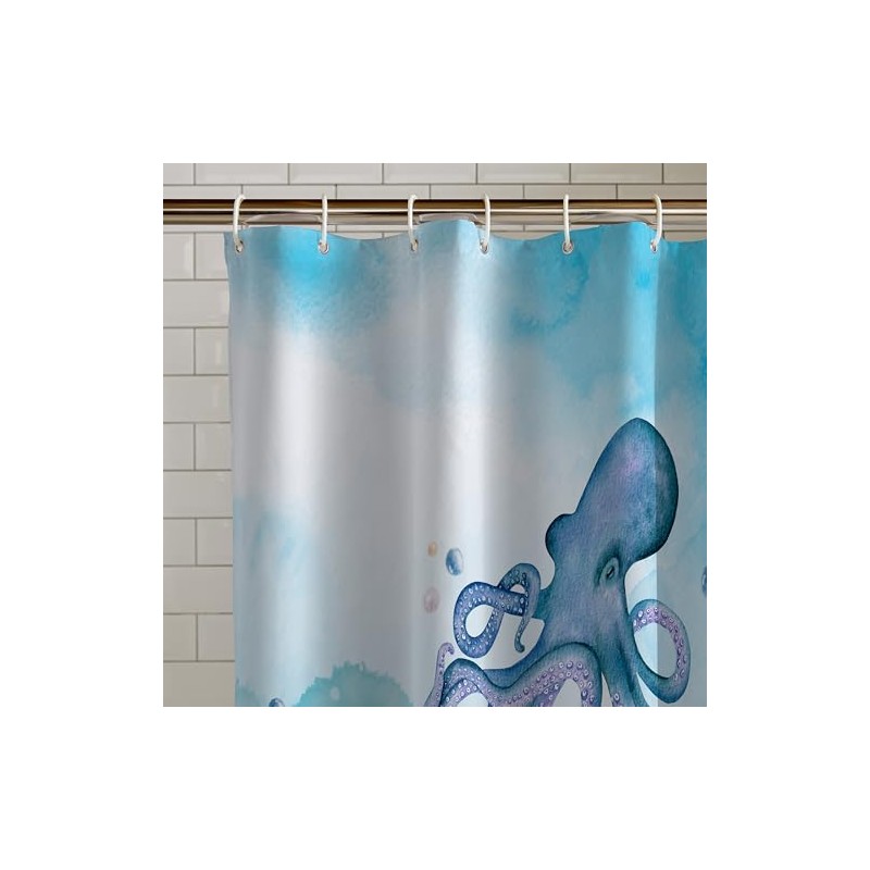 Catherine Lansfield Octopus 180x180cm Shower Curtain Panel Blue