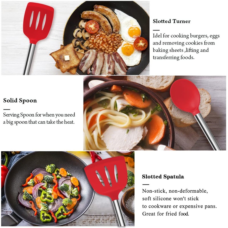 Silicone Cooking Utensil Set,Kitchen Utensils 26 Pcs Set,Non-stick Heat Resistant