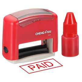 YOKIVE Paid Self Inking Rubber Stamp, Office Ink Business Stamp for Office Documents, Paperwork, Warehouse, Label (Red)