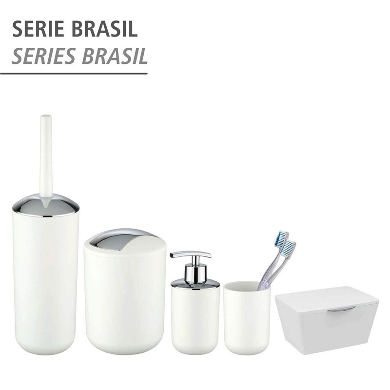 WENKO Brasil Swing Cover Bin, White, 14 x 14 x