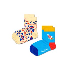 Happy Socks 2-Pack Kids Into Space Sock, Light Yellow