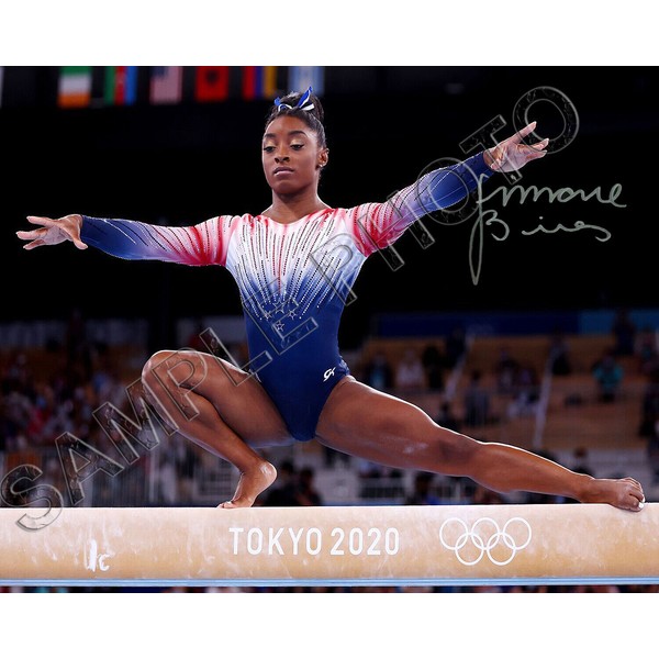 SIMONE BILES 2020-21 USA TOKYO OLYMPIC GYMNASTICS BEAM 8X10 SIGNED