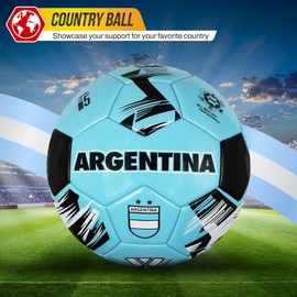 Vizari National Team Soccer Balls | Durable Faux Leather & Rubber, Three Sizes, Nine Countryballs - Elevate Your Play with Iconic Team Representation (3, Argentina Blue)